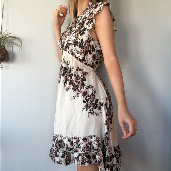 Free People floral boho v-neck tie flowy dress - Picture 3 of 6